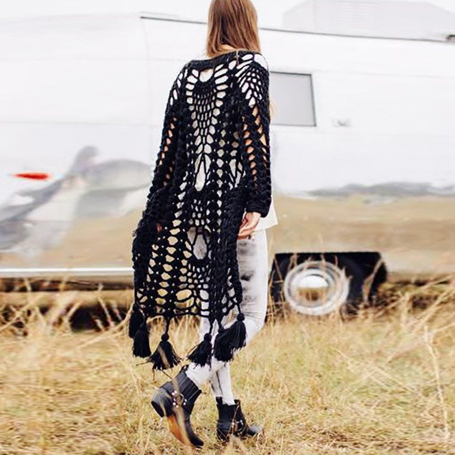 Boho Sweater Long Sleeve Hand Knitted Sweater