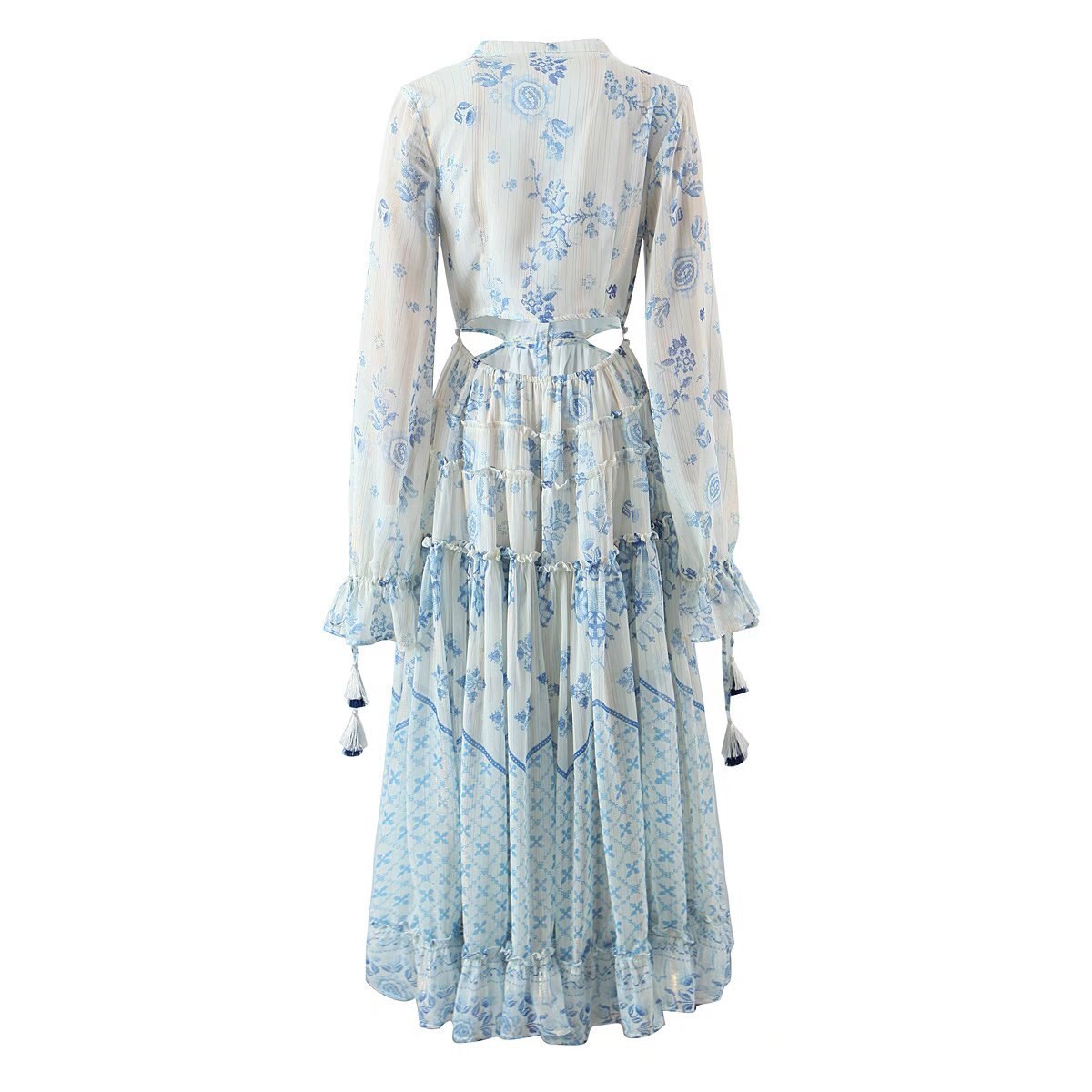 Vintage Floral Print Chiffon Dress