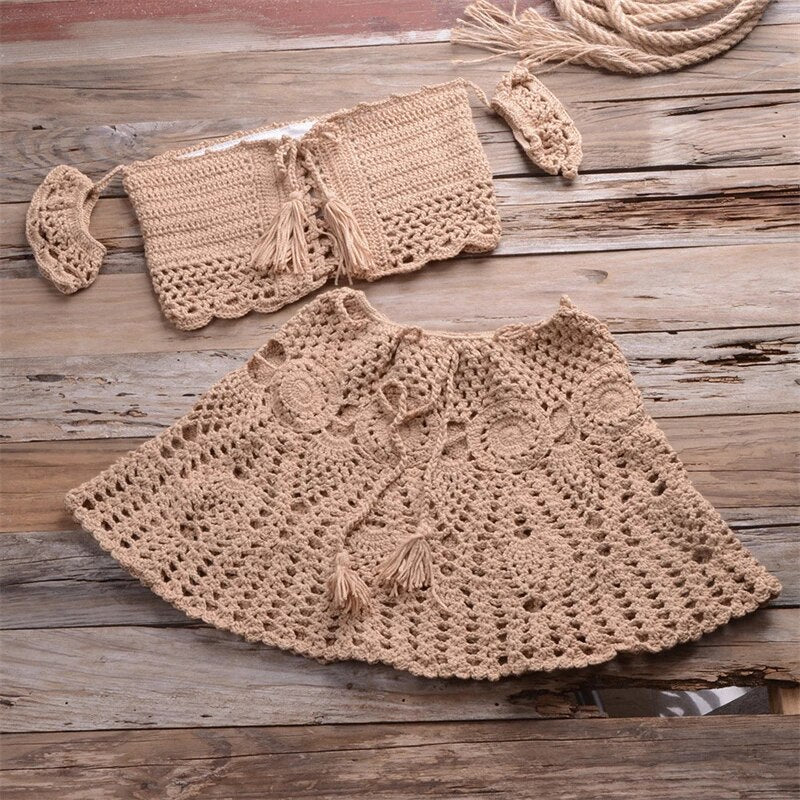 Crochet Two Pieces Beach Dress