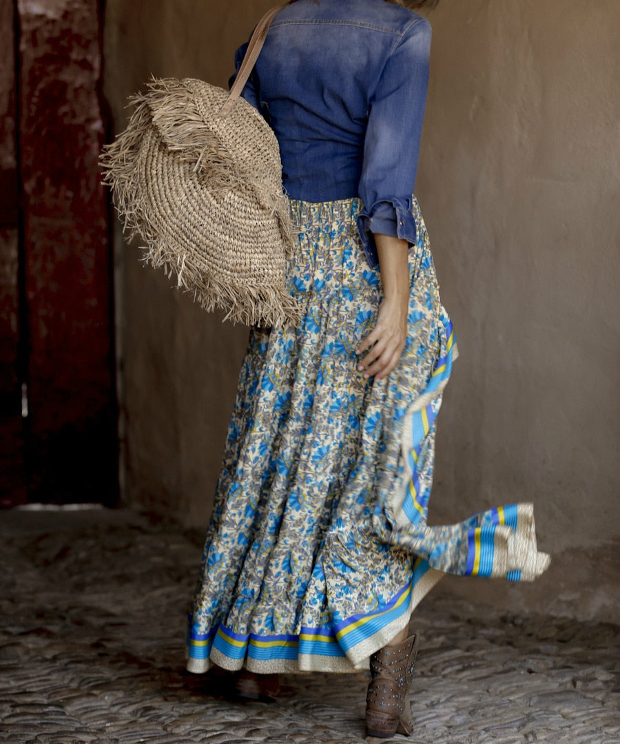 Maxi Skirt Vintage Floral Printed