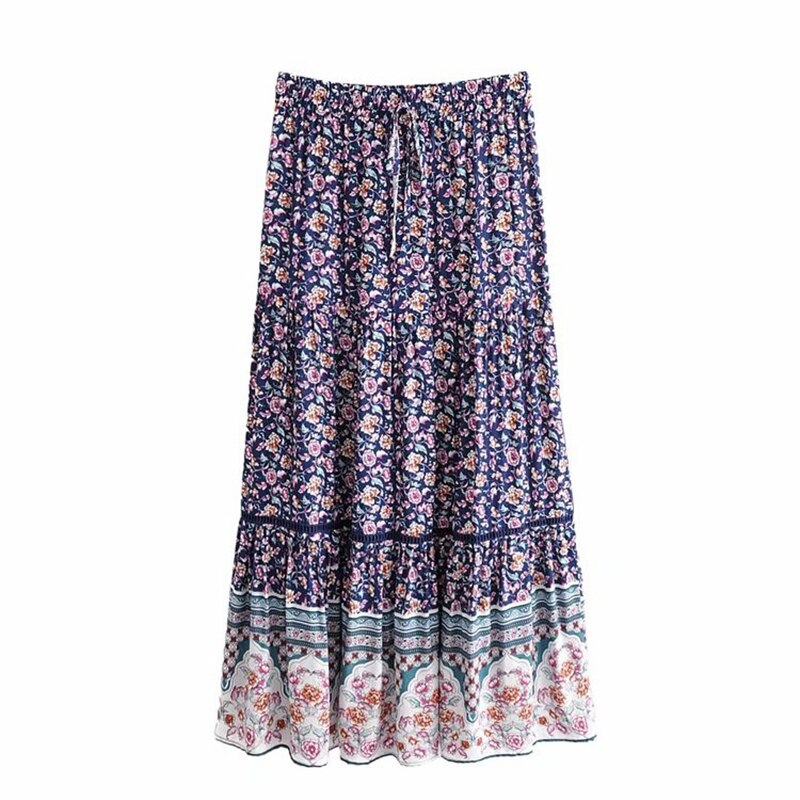 Casual Vintage Floral Print Skirt