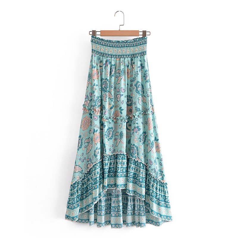 Floral Print Front Short Long Skirt