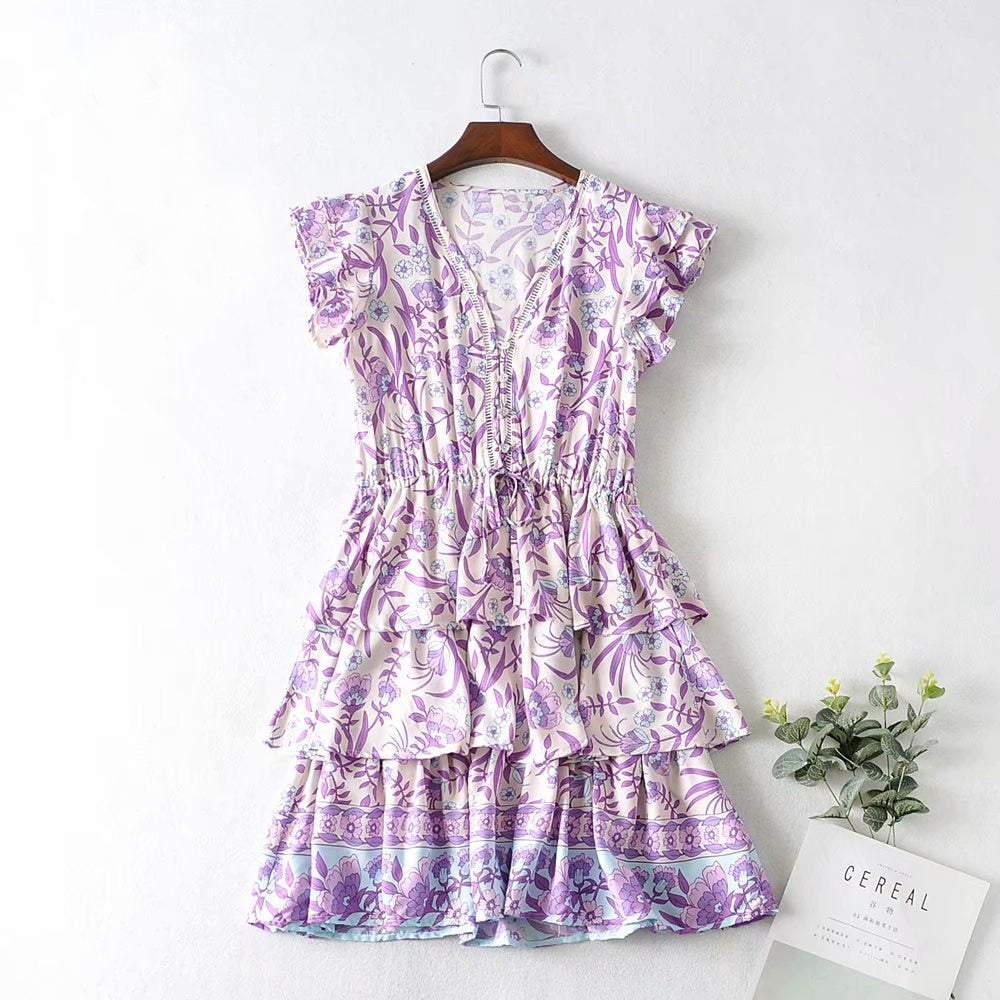 Purple Mini Bohemian Dress