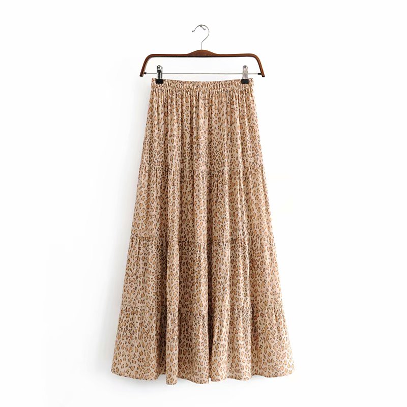 Bohemian Leopard Print Maxi Skirt