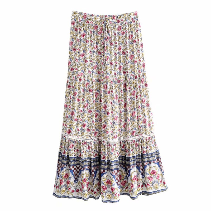 Casual Vintage Floral Print Skirt