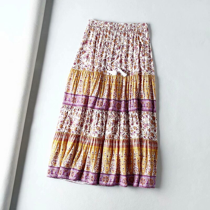 Vintage Cotton Pink Floral Print Skirt