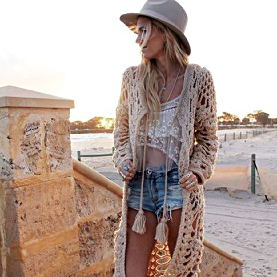 Boho Sweater Long Sleeve Hand Knitted Sweater