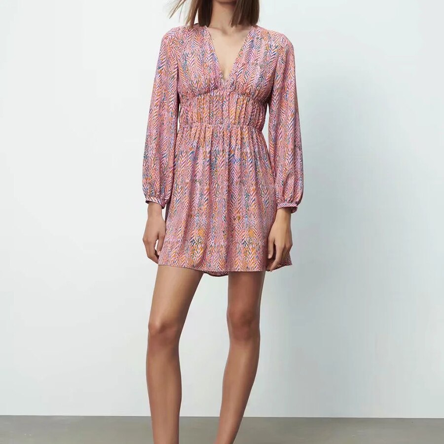 Floral Printed Boho Mini Dress