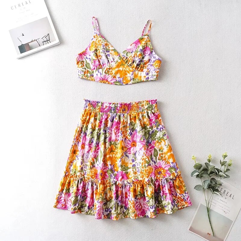 Floral Print Two Pieces Dress Set