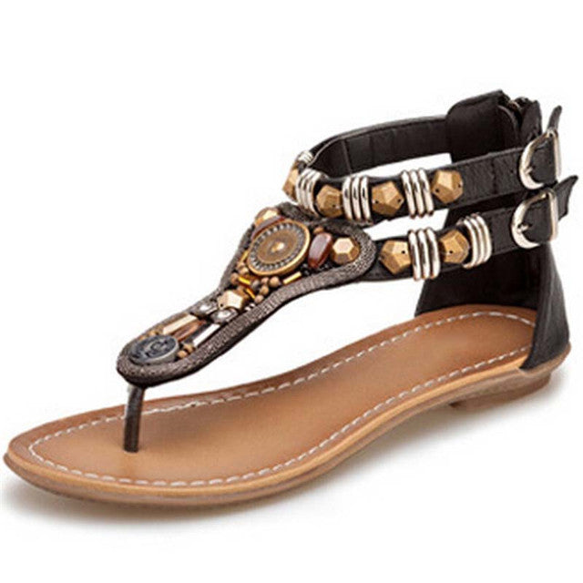 Fashion Zipper Sandals Flat Shoes