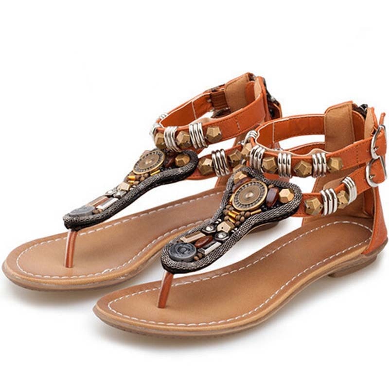 Fashion Zipper Sandals Flat Shoes