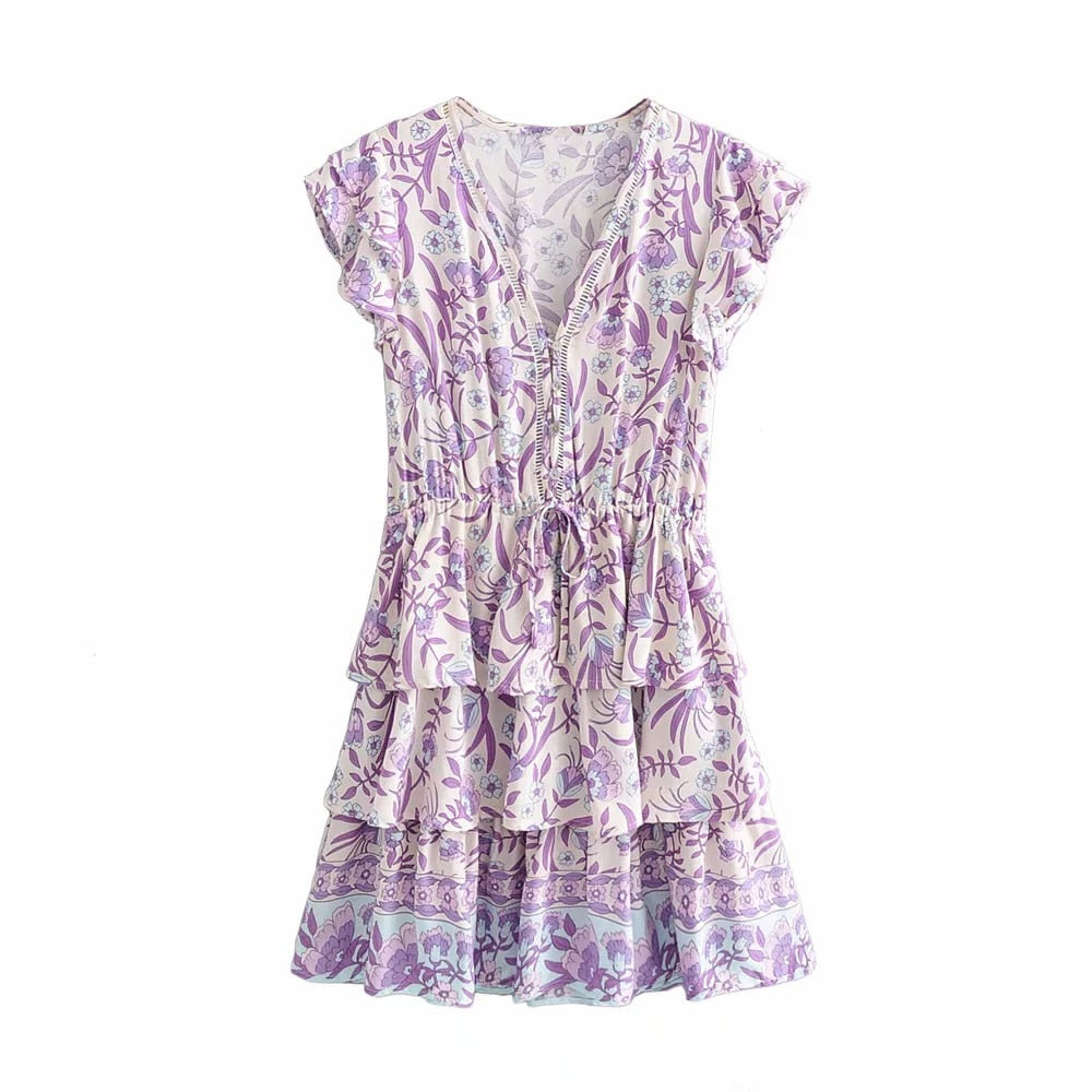 Purple Mini Bohemian Dress