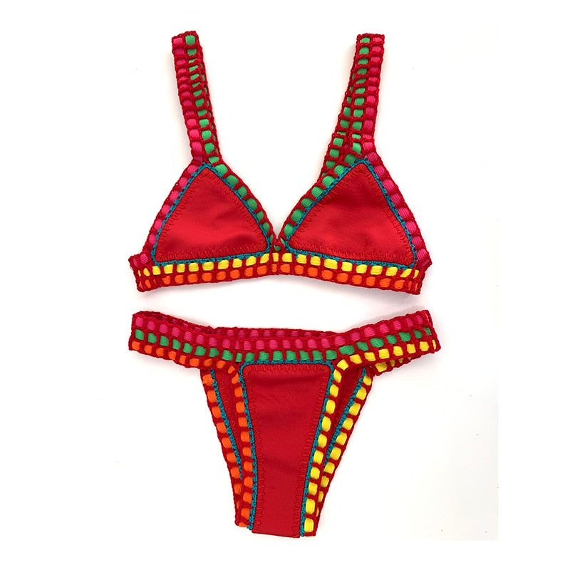 Swimsuit Handmade Red Crochet Bikini Set