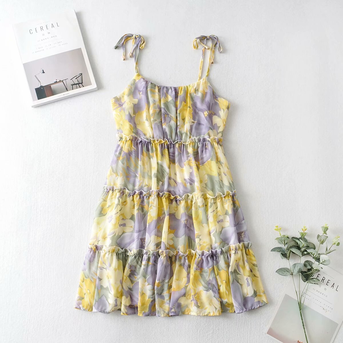 Floral Print Chiffon Mini Dress