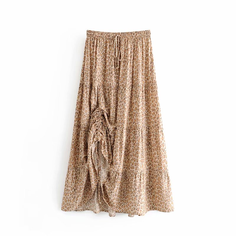 Bohemian Leopard Print Maxi Skirt