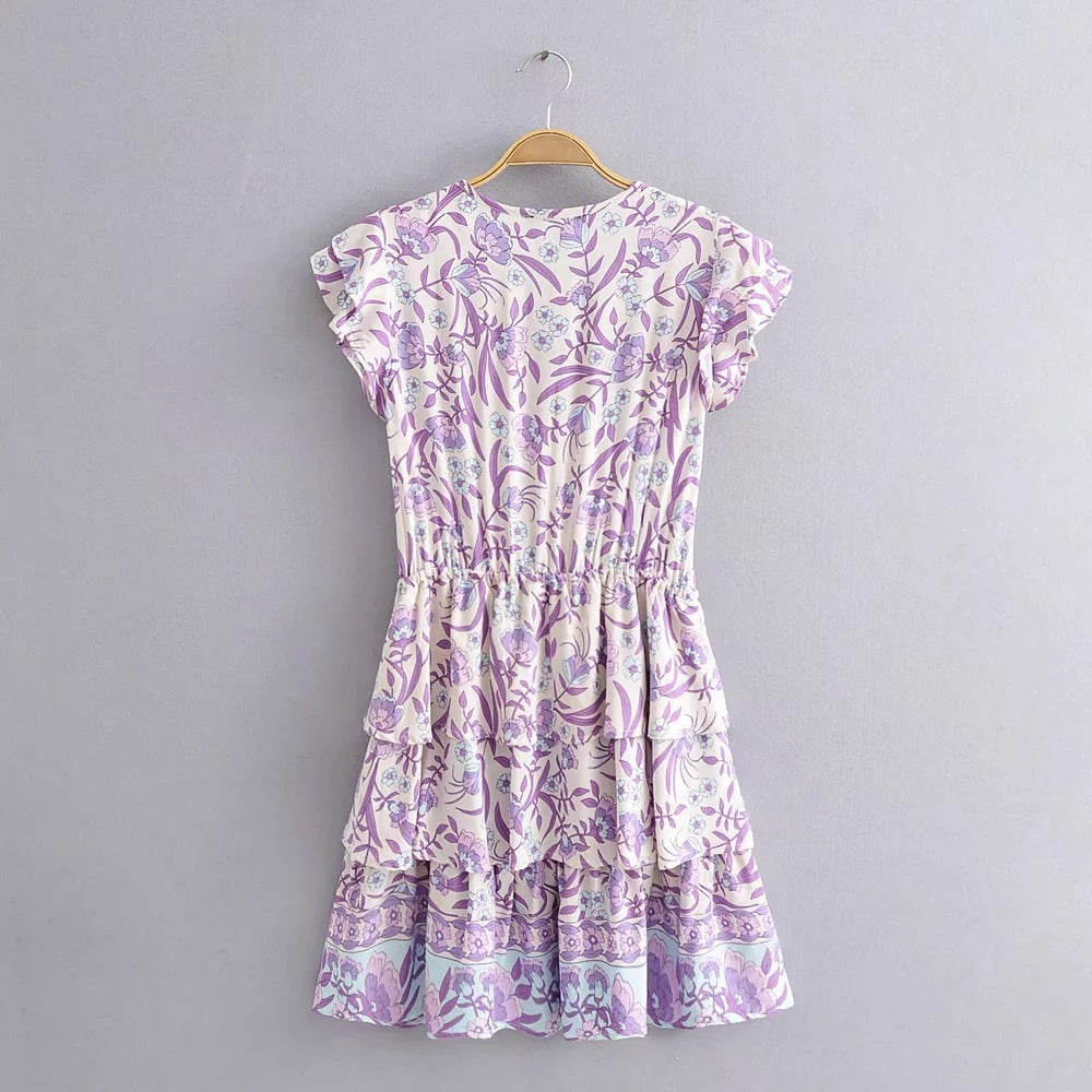 Purple Mini Bohemian Dress