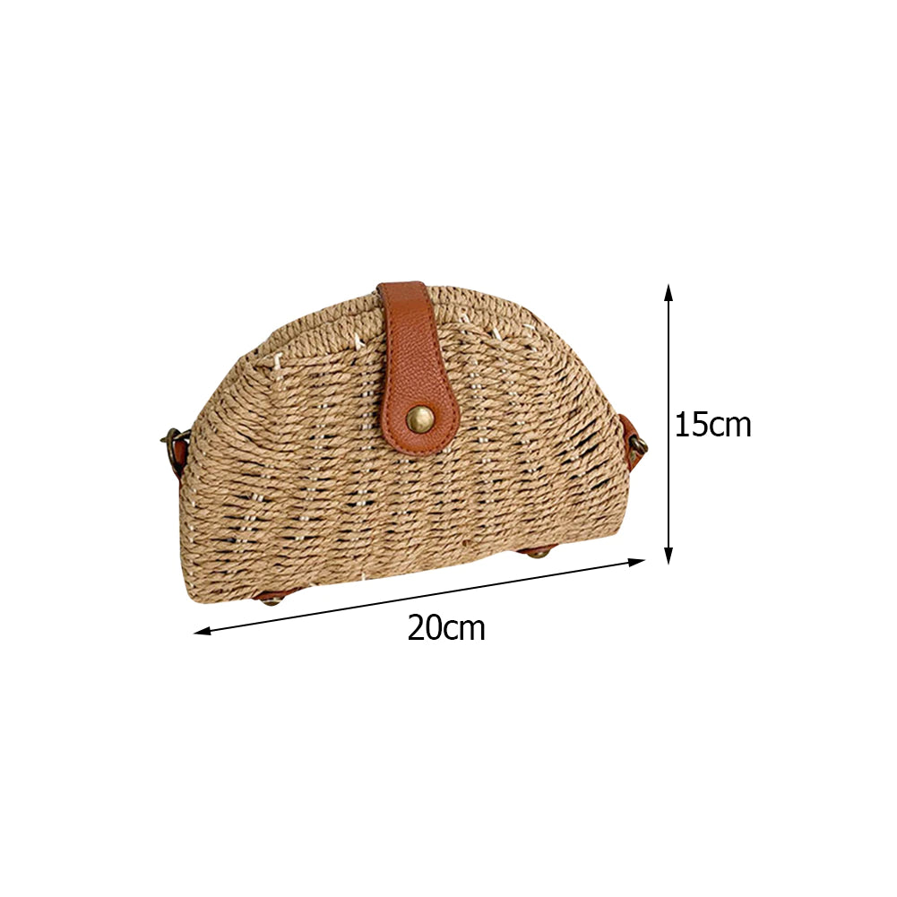 Handmade Rattan Dumpling Shoulder Bag