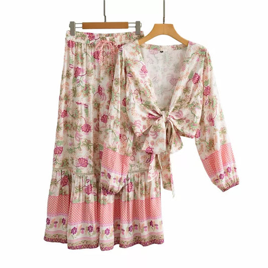 Skirt Floral Printed 2 Pieces Set