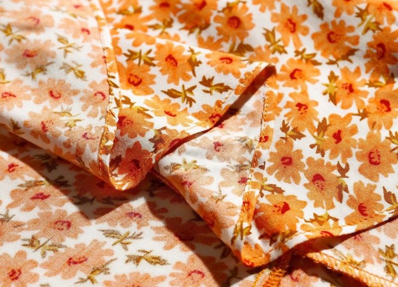 Orange Floral Print Skirt