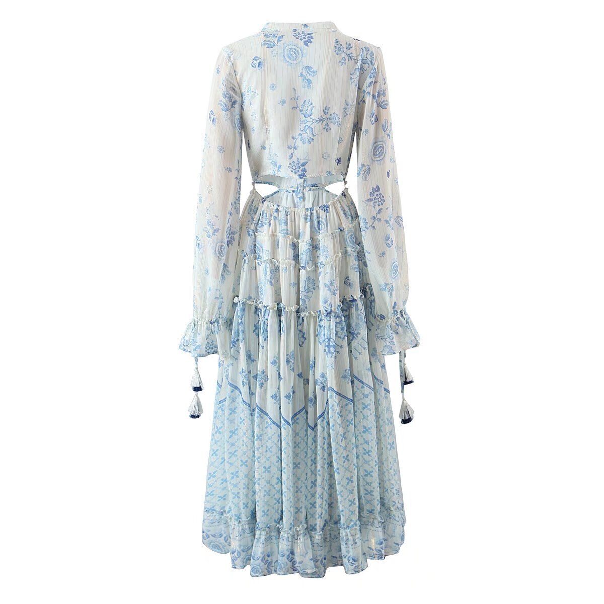 Vintage Floral Print Chiffon Dress