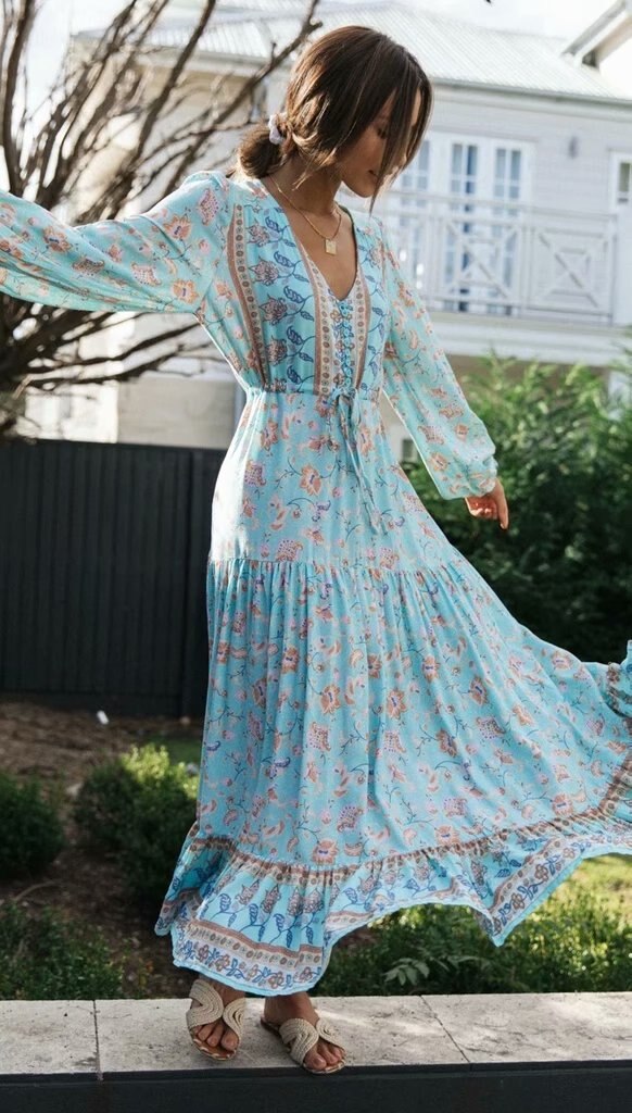 Cotton Floral Printed Long Dress