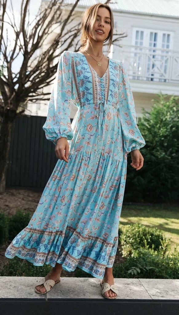 Cotton Floral Printed Long Dress