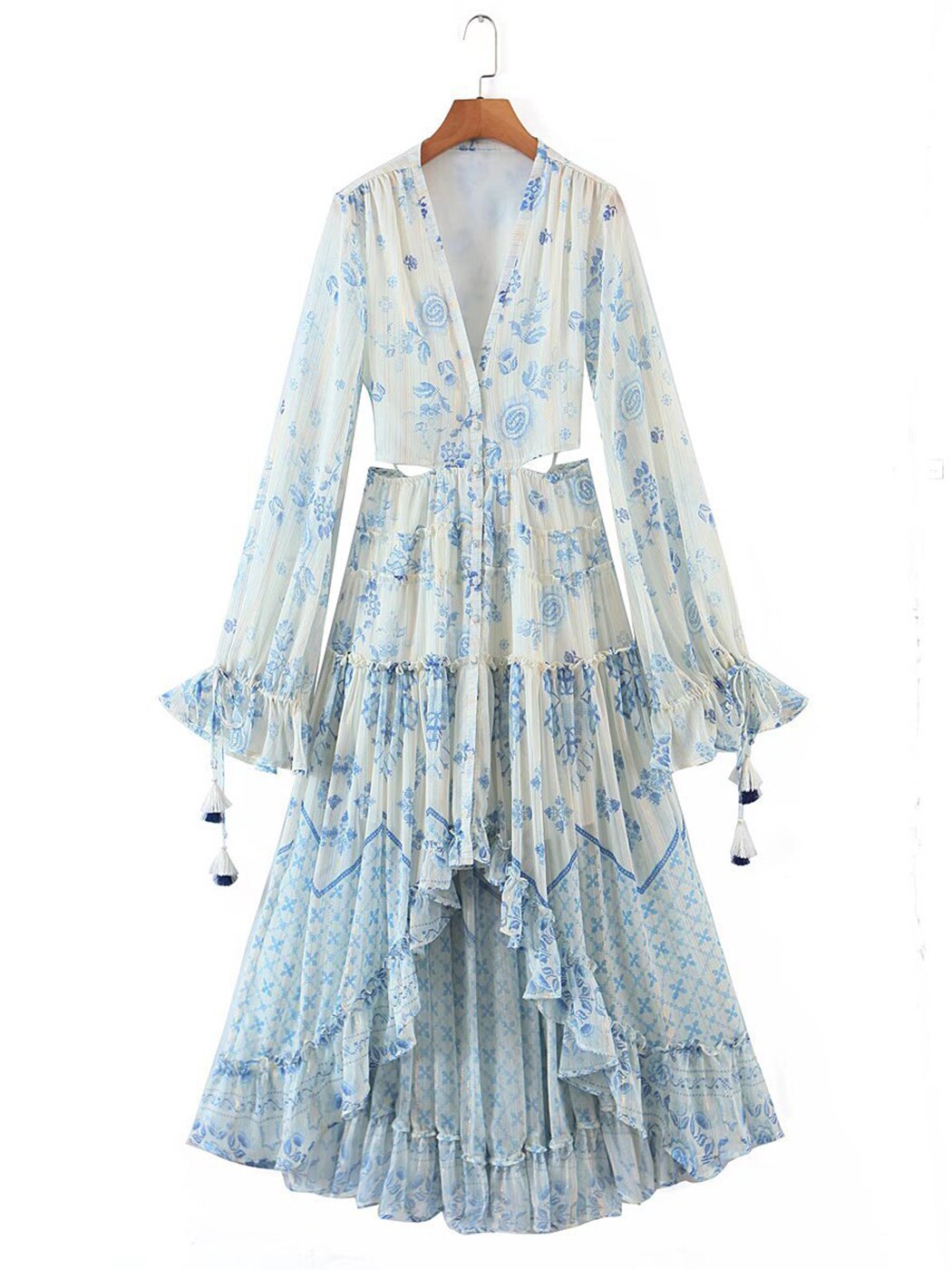 Vintage Floral Print Chiffon Dress