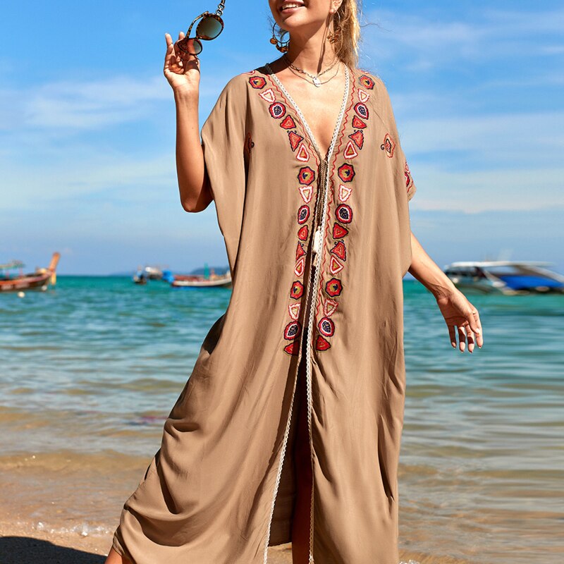 Boho Beach Dress Embroidered