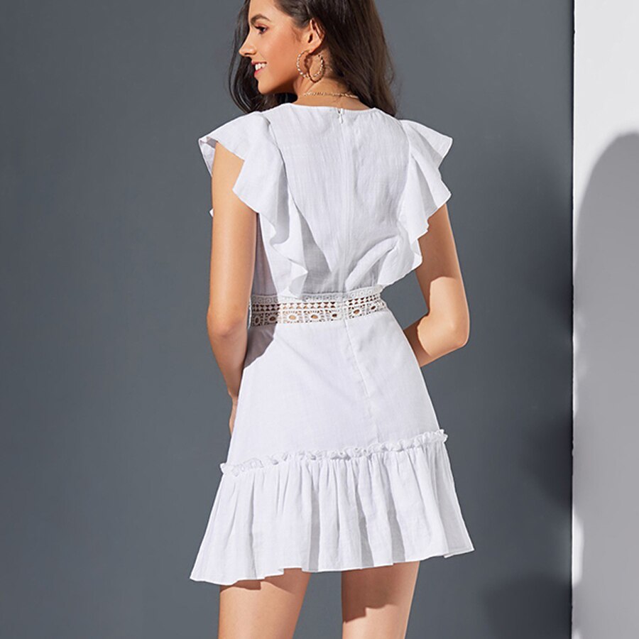 Cotton White Lace Mini Dress