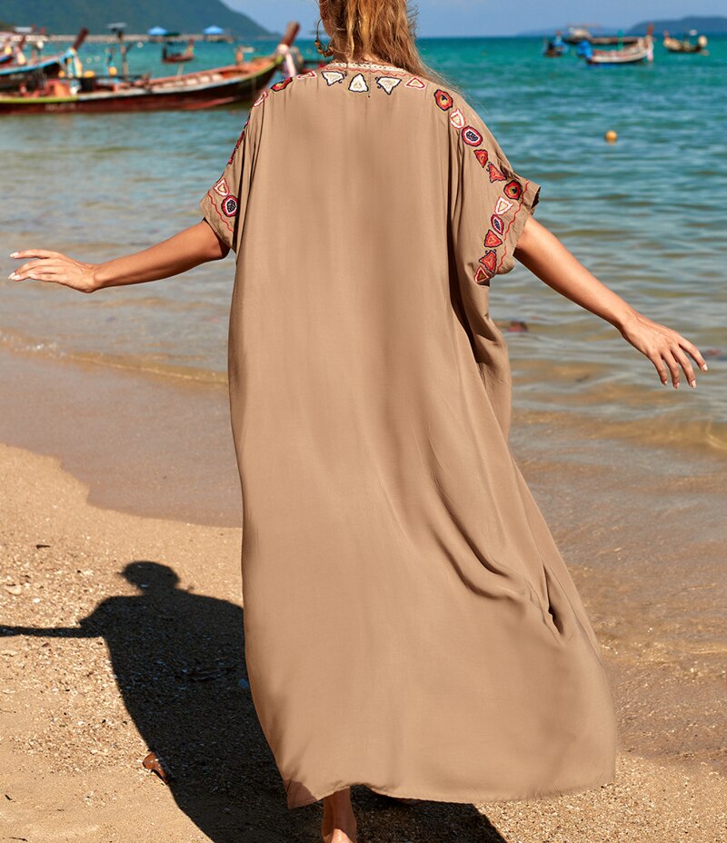 Boho Beach Dress Embroidered