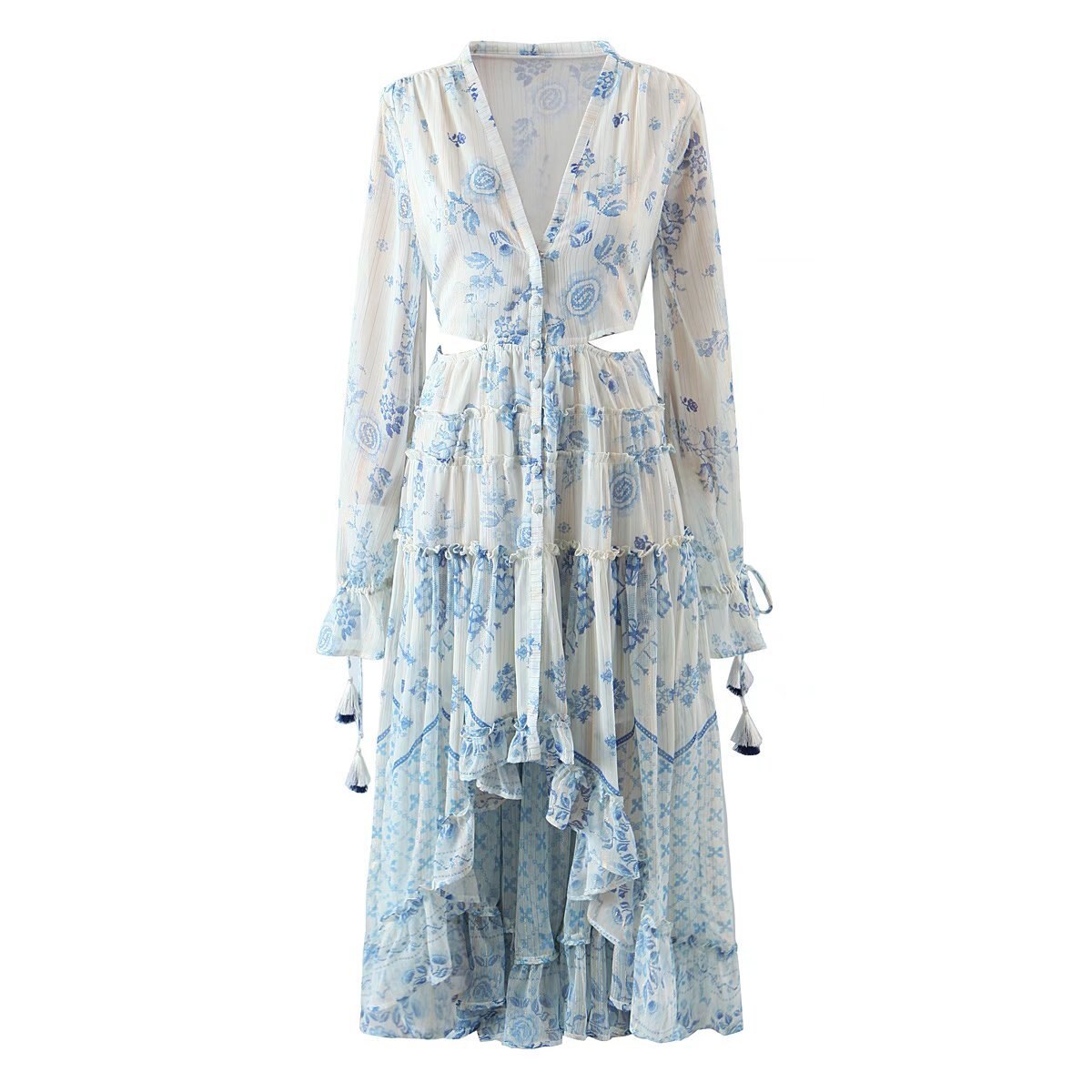 Vintage Floral Print Chiffon Dress