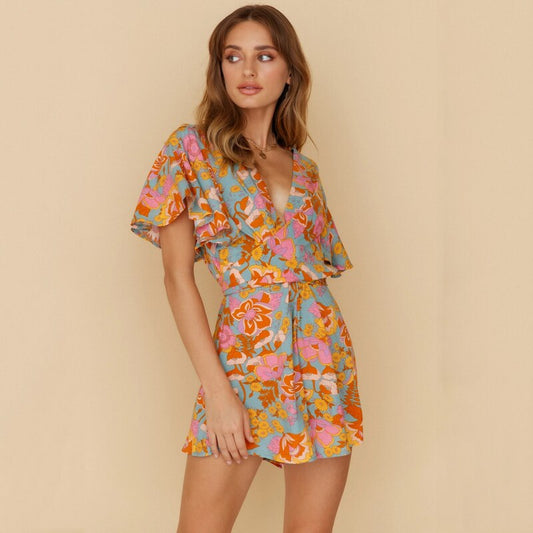 Boho Floral Print Playsuit