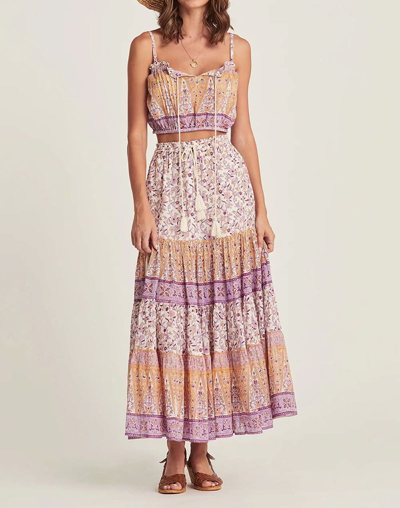 Vintage Cotton Pink Floral Print Skirt