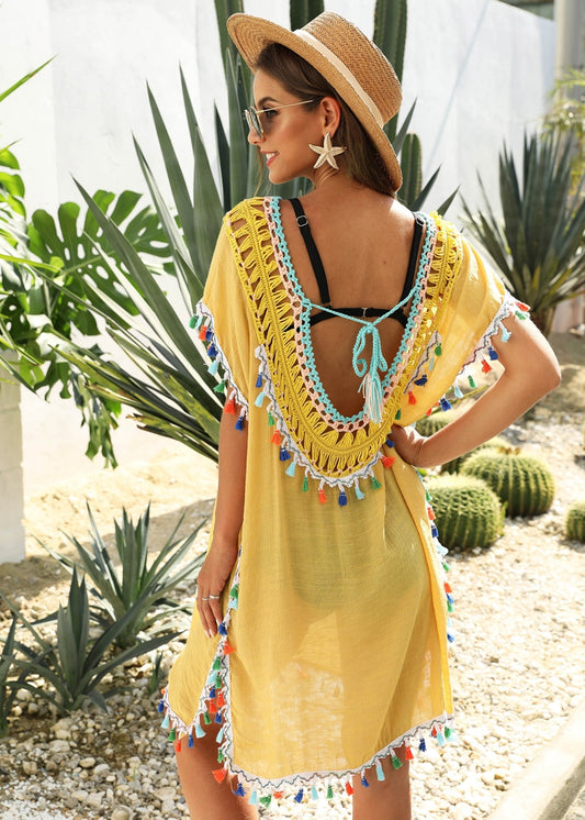 Crochet Tassel Pareo Beach Cover Up