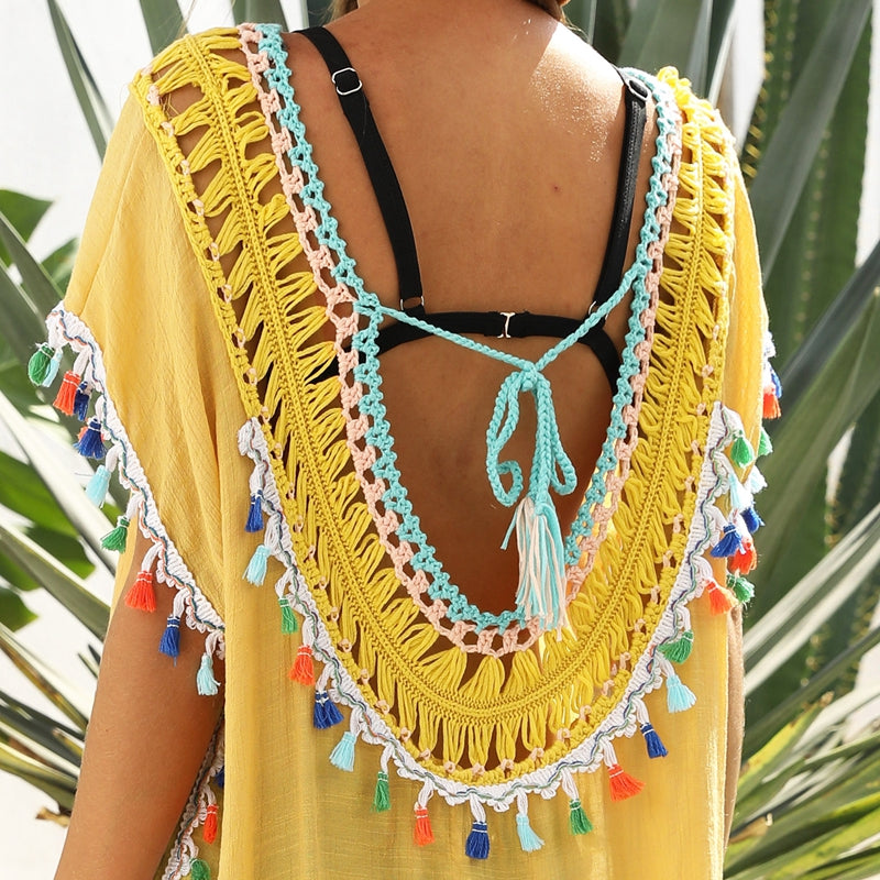 Crochet Tassel Pareo Beach Cover Up