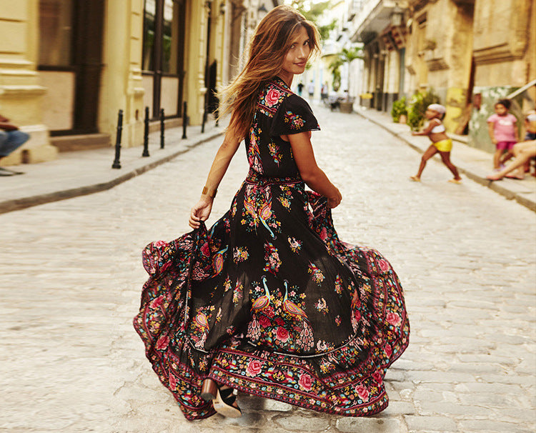 Floral Print V-neck Dress