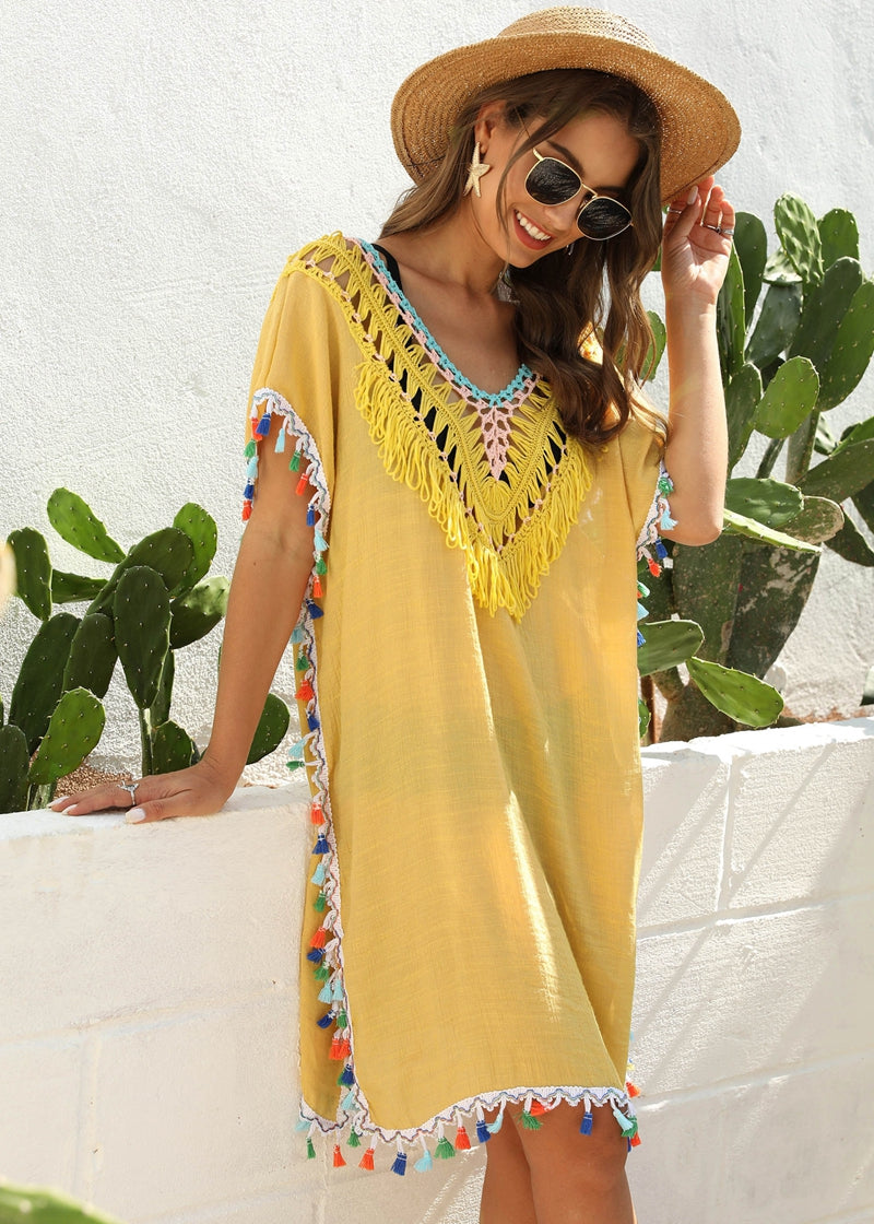 Crochet Tassel Pareo Beach Cover Up