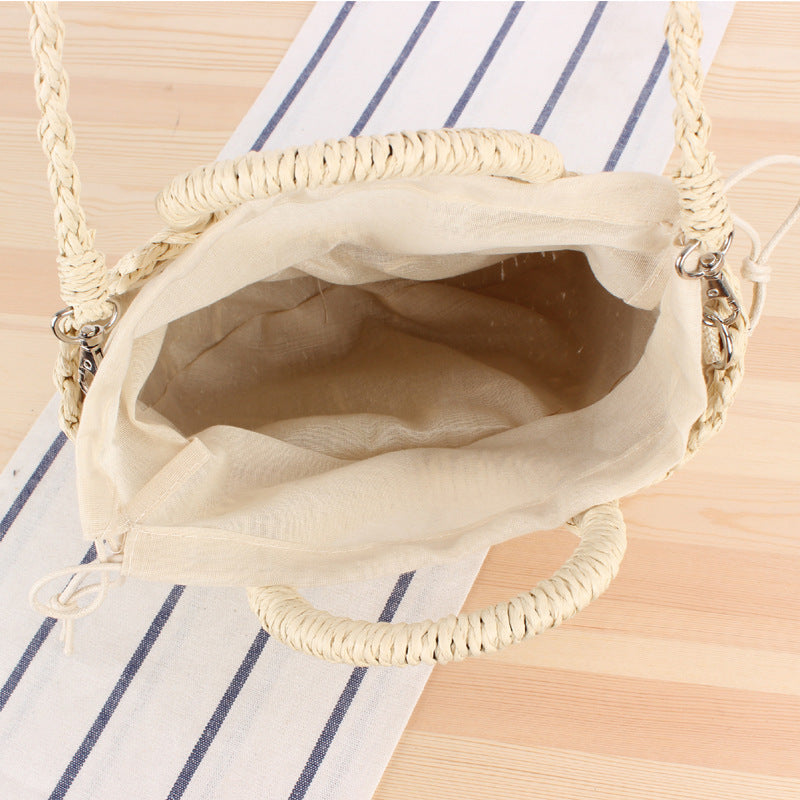 Handmade Half-Round Rattan Woven Straw Bag