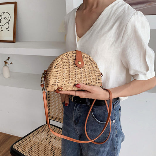 Handmade Rattan Dumpling Shoulder Bag