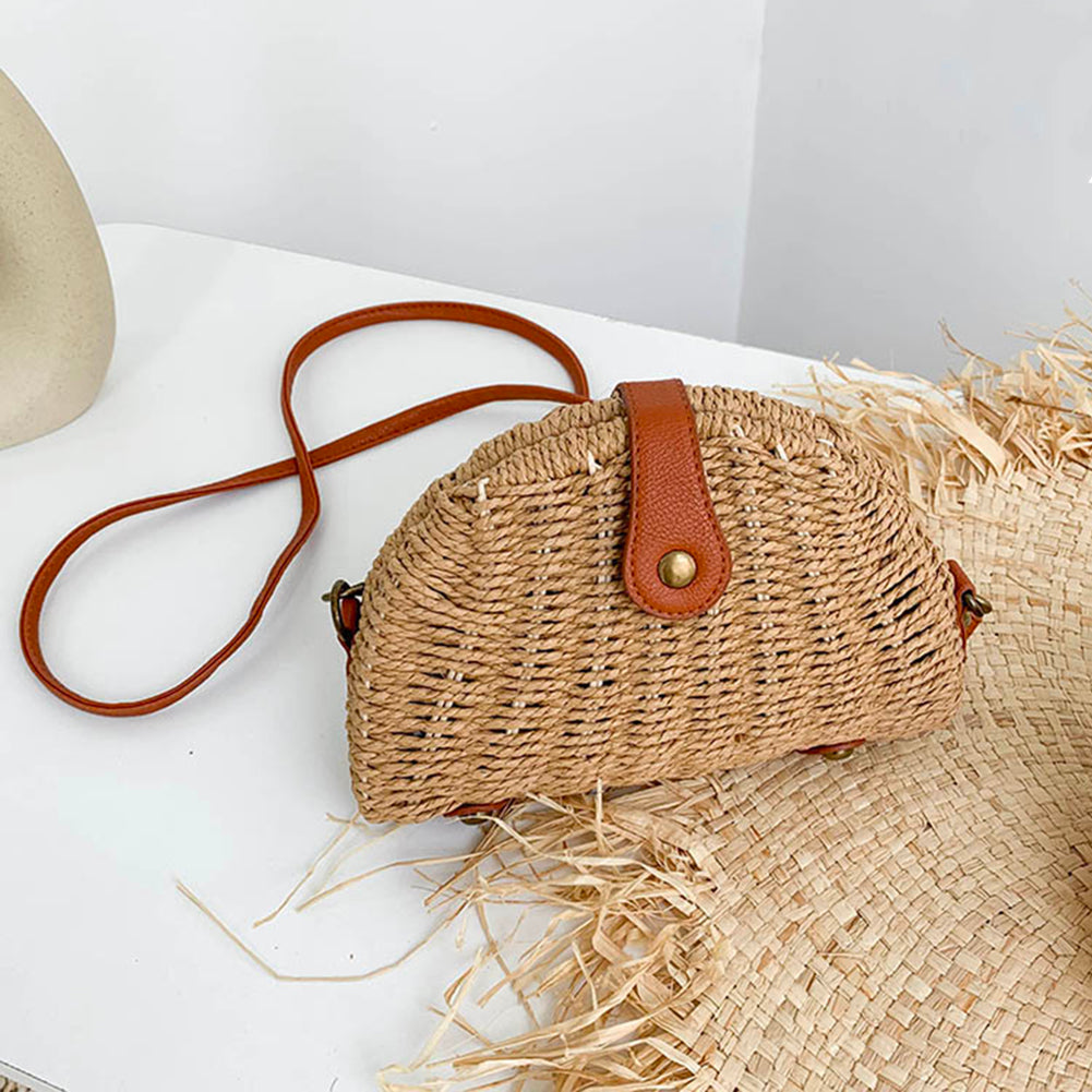 Handmade Rattan Dumpling Shoulder Bag