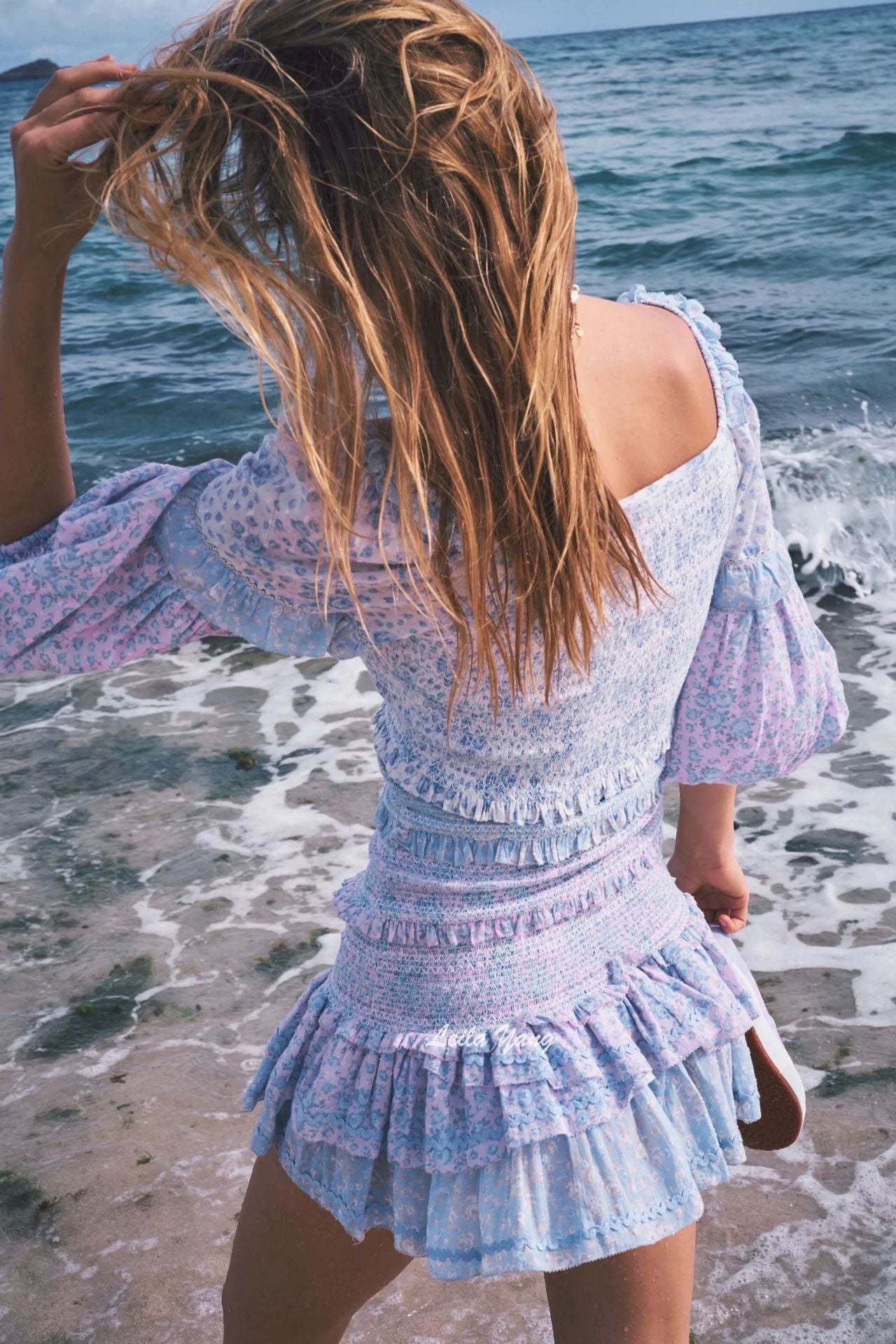 Long Sleeve Patchwork Floral Mini Dress