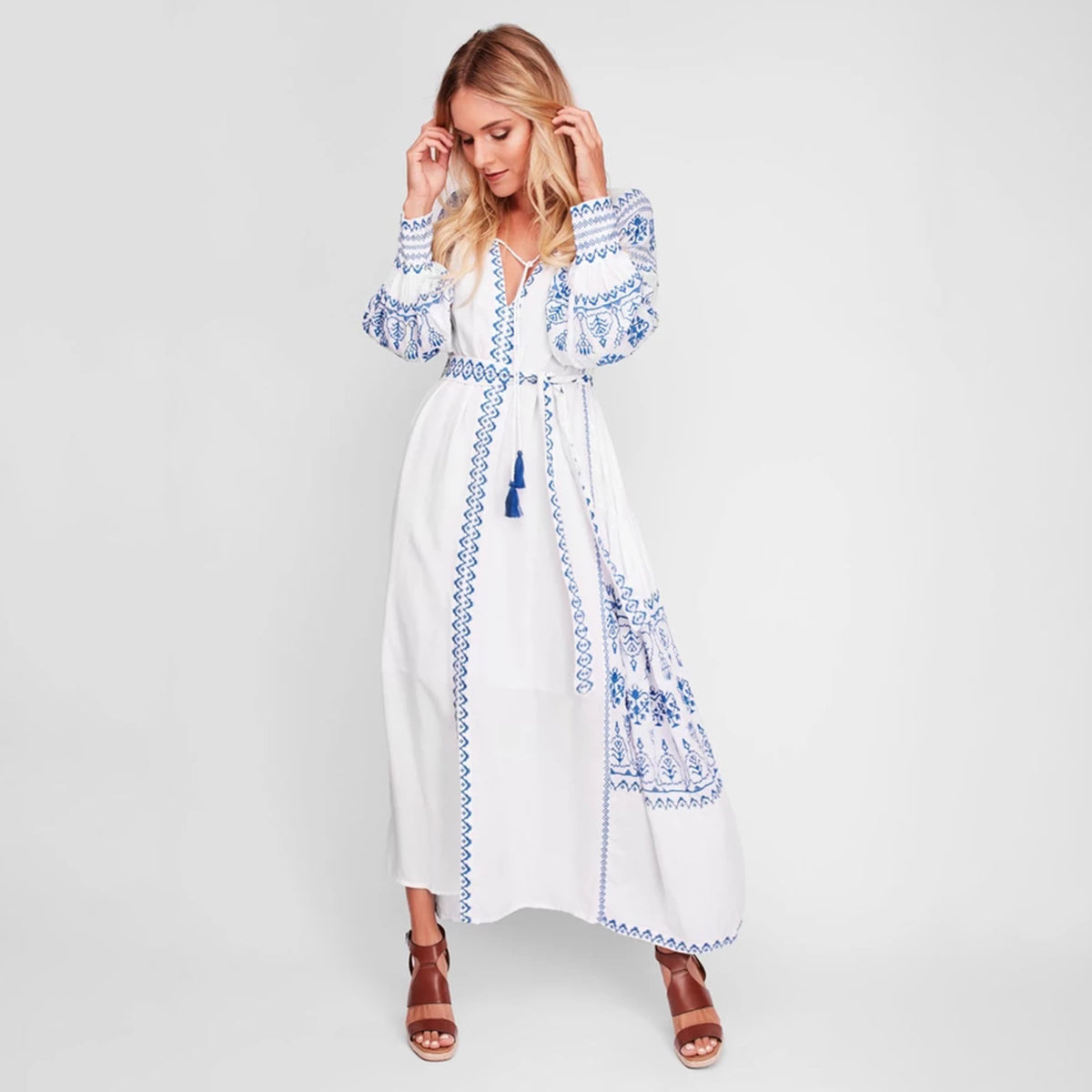 Embroidery Vintage Boho Long Dress