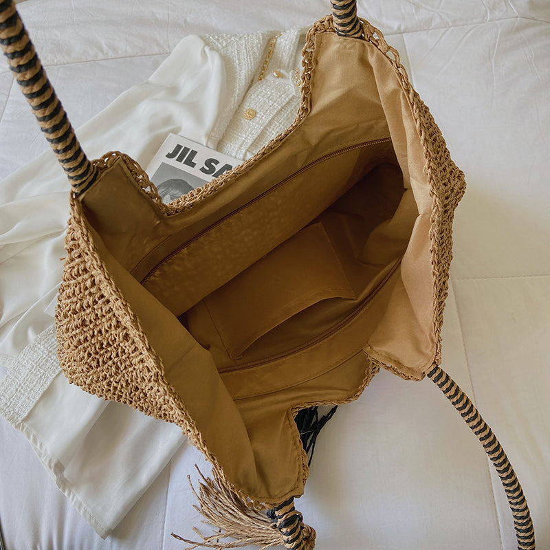 Big Straw Tassel Side Bags