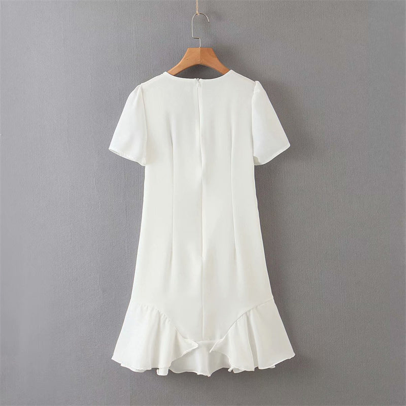 Vintage Button White Mini Dress