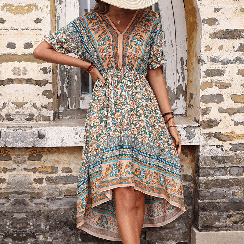 Summer Boho Midi Dress Casual