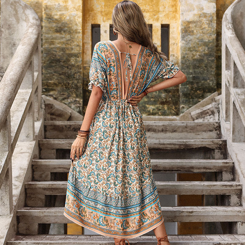 Summer Boho Midi Dress Casual