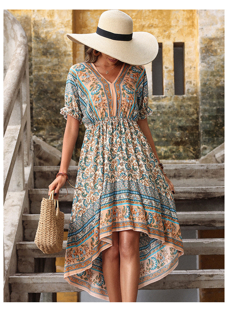 Summer Boho Midi Dress Casual